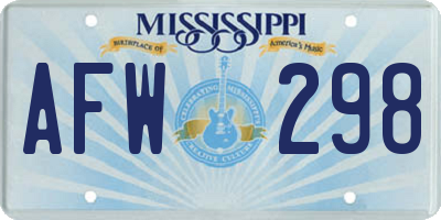 MS license plate AFW298