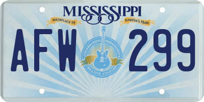 MS license plate AFW299