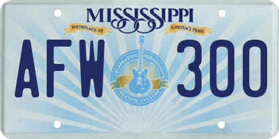 MS license plate AFW300