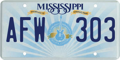 MS license plate AFW303