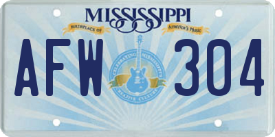 MS license plate AFW304