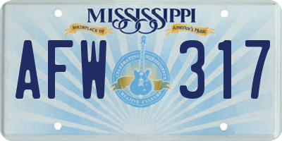 MS license plate AFW317