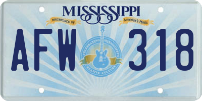 MS license plate AFW318