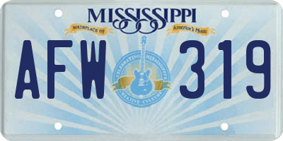 MS license plate AFW319
