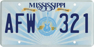 MS license plate AFW321