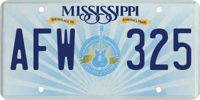 MS license plate AFW325