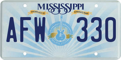 MS license plate AFW330