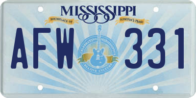 MS license plate AFW331