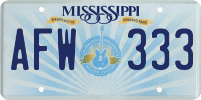 MS license plate AFW333
