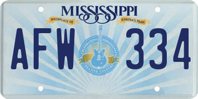 MS license plate AFW334