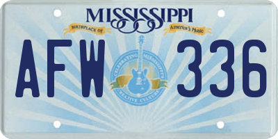 MS license plate AFW336