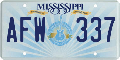 MS license plate AFW337