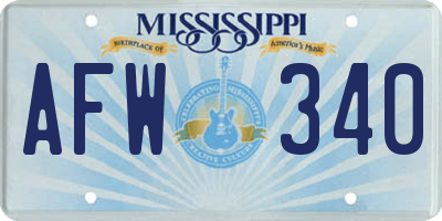 MS license plate AFW340