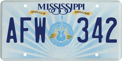 MS license plate AFW342