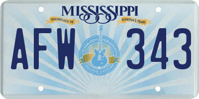 MS license plate AFW343
