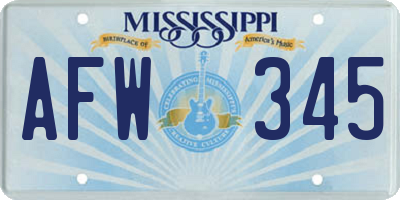 MS license plate AFW345