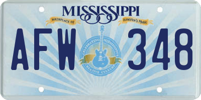 MS license plate AFW348