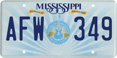 MS license plate AFW349