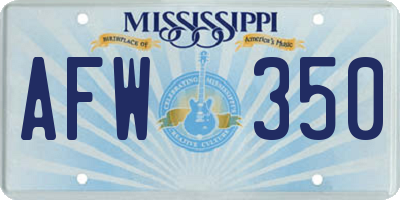 MS license plate AFW350