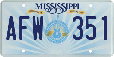 MS license plate AFW351