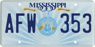 MS license plate AFW353