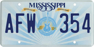 MS license plate AFW354