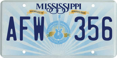 MS license plate AFW356