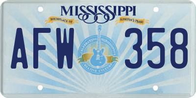 MS license plate AFW358