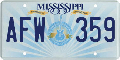 MS license plate AFW359