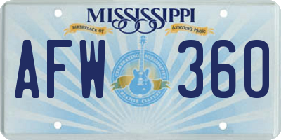 MS license plate AFW360