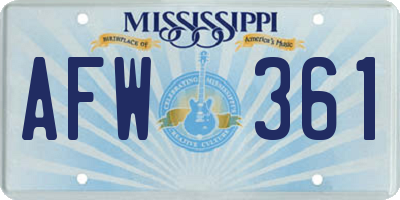 MS license plate AFW361
