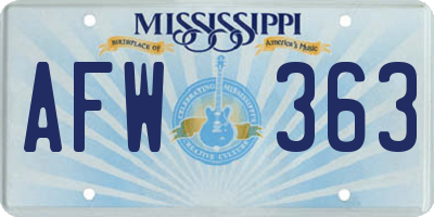 MS license plate AFW363