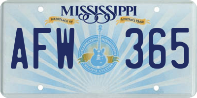 MS license plate AFW365