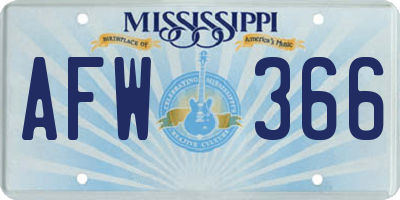 MS license plate AFW366