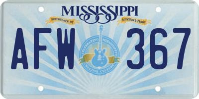 MS license plate AFW367