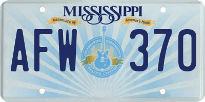 MS license plate AFW370