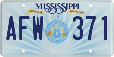 MS license plate AFW371