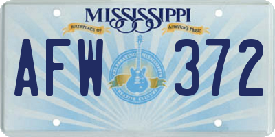 MS license plate AFW372