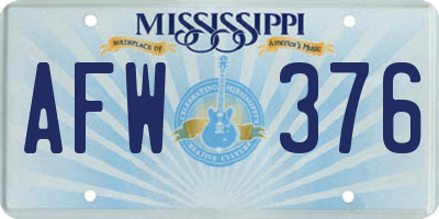 MS license plate AFW376
