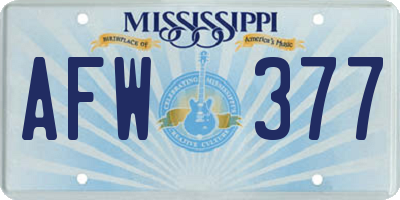 MS license plate AFW377