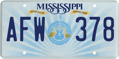 MS license plate AFW378