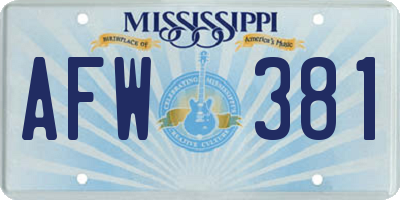 MS license plate AFW381