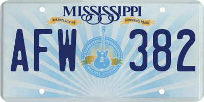 MS license plate AFW382