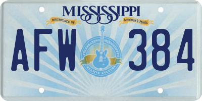 MS license plate AFW384