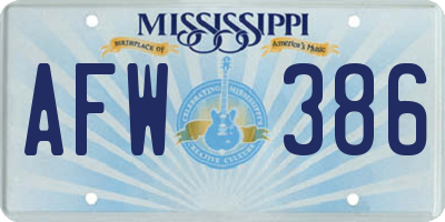 MS license plate AFW386