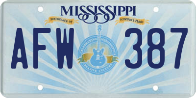 MS license plate AFW387