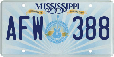 MS license plate AFW388
