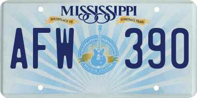 MS license plate AFW390