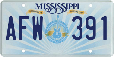 MS license plate AFW391