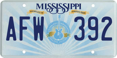 MS license plate AFW392